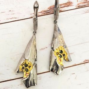 ***One night Clear-out Price Drop***2- Tone Sterling & Tourmaline Earrings